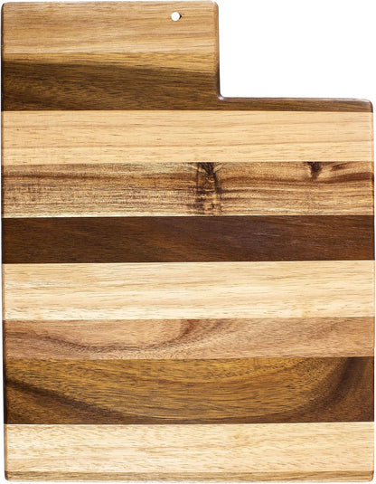 Rock & Branch Shiplap Series Utah State Shaped Wood Cutting Board and Charcuterie Serving Platter, Includes Hang Tie for Wall Display 14-3/8" X 8" X 5/8"