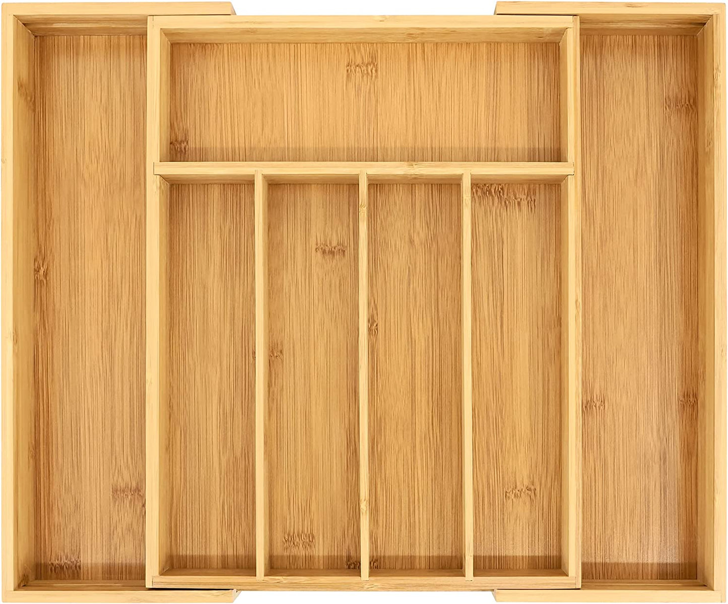 Bamboo Drawer Organizer, Expandable Silverware Drawer Organizer, Cutlery Tray with Dividers for Kitchen Utensils, Medium