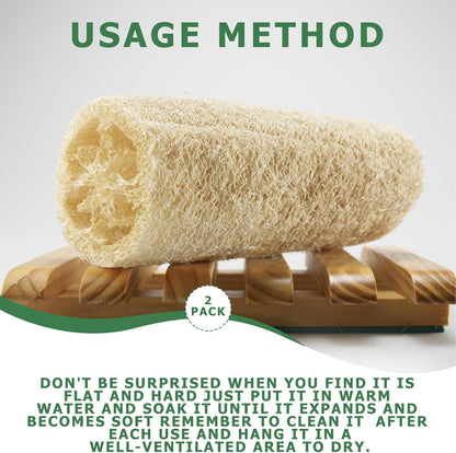 Pure Natural Loofah Sponge, Organic Reusable Exfoliating Body and Back Scrub for SPA Beauty Bath and Radiant Skin, Natural Dish Sponge (2 Pack)