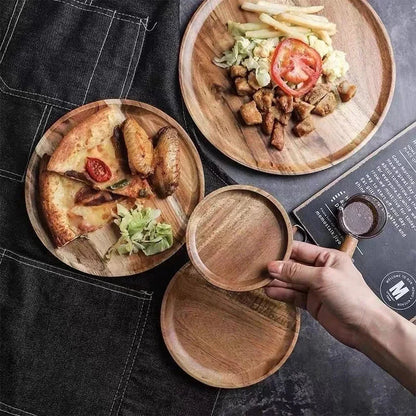 3In1 Bamboo Serving Platter, round Wood Tray, Wooden Serving Tray, Fruit, Bread, Salad Plate, Charcuterie Serving Board