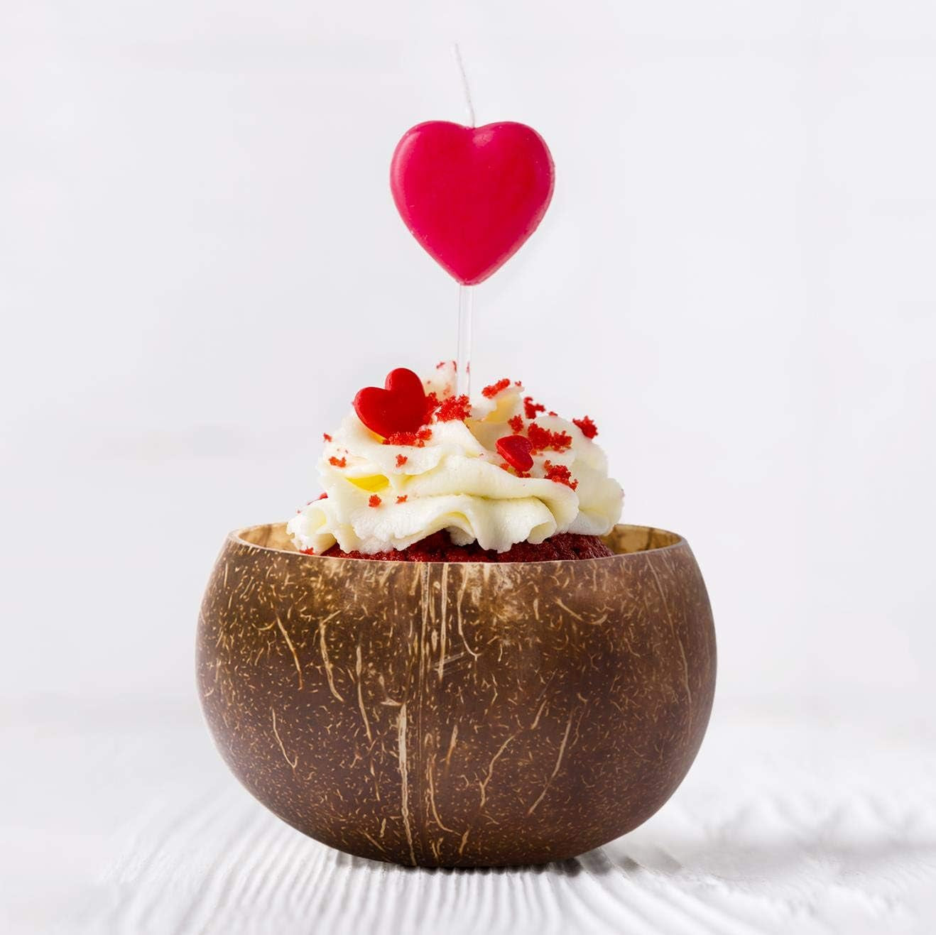 Set of 2 Small Original Coconut Bowls, 2 Wooden Spoons & 2 Reusable Bamboo Straws - 100% Natural, Hand Carved by Artisans, Eco-Friendly & Sustainable - Smoothie/Acai/Salad Bowls